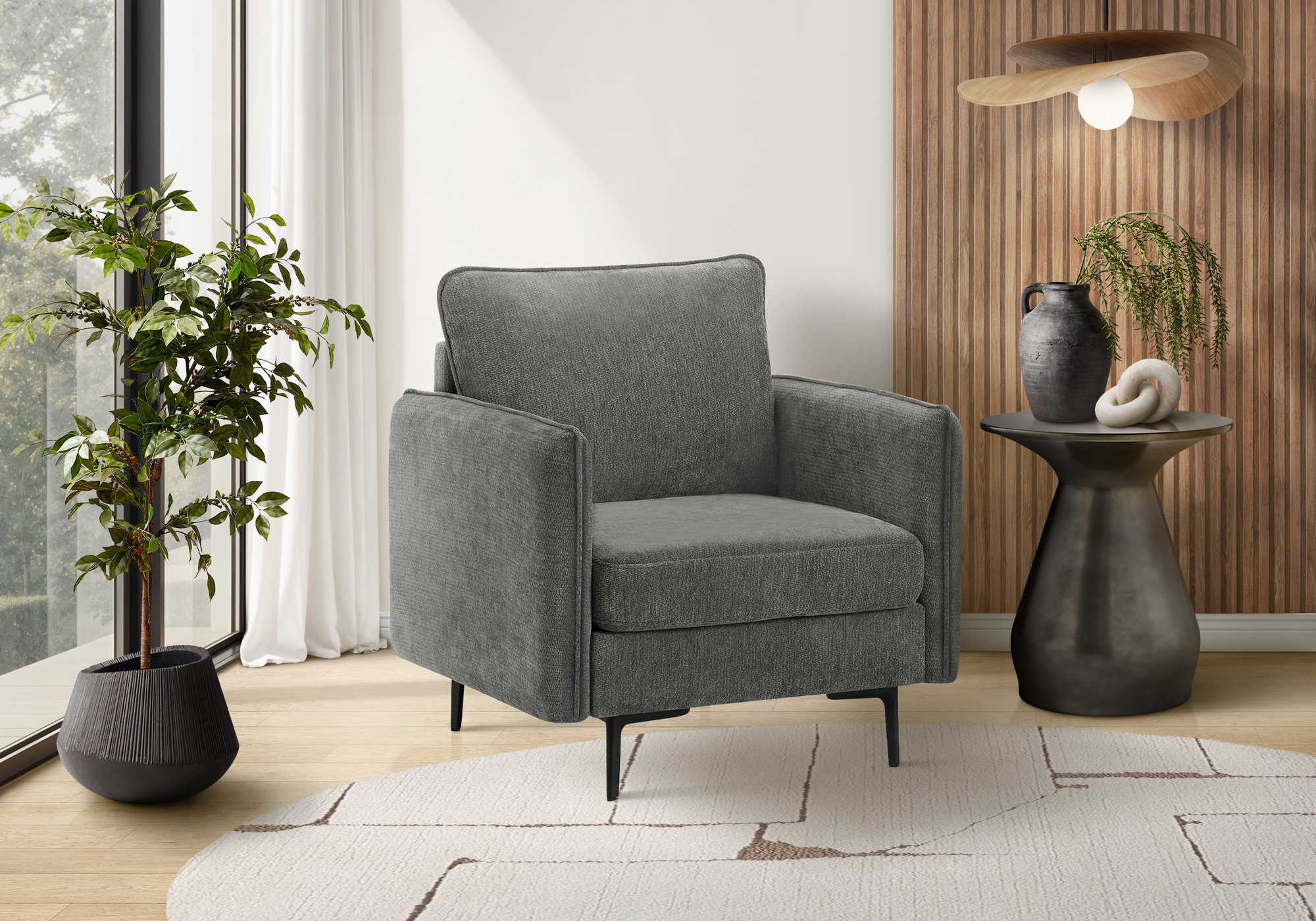 Fauteuil de 32" de Monarch - COACH-18 - tissu gris (8K11C18)