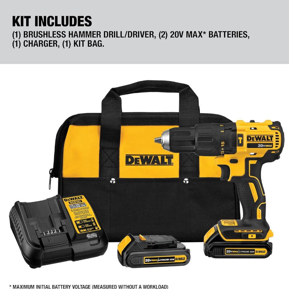 Perceuse à percussion compacte sans fil Dewalt 20V MAX* avec 2 batteries -  (DCD778C2)