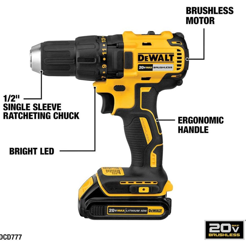 Dewalt Power Tools Combo Kit, 20V MAX* Cordless Drill and Impact Driver (DCK277C2G3)