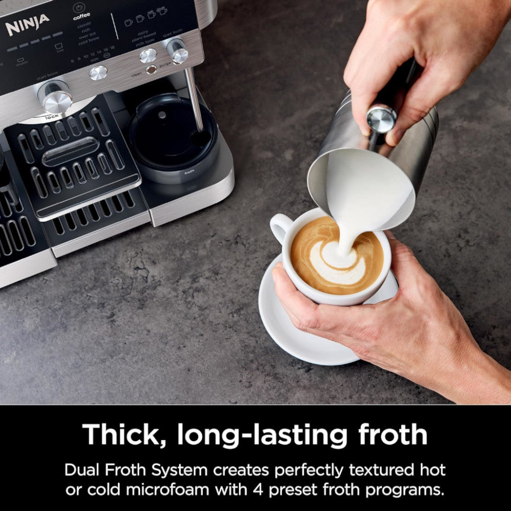 Ninja Premier Series Espresso Machine with Drip Coffee Maker and Iced Coffee — (ES655CCO) — RECERTIFIED