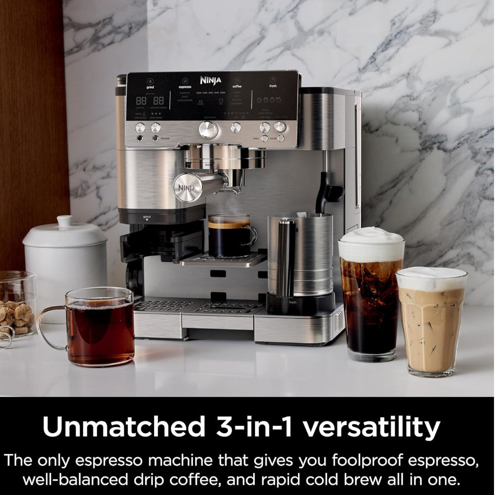 Ninja Premier Series Espresso Machine with Drip Coffee Maker and Iced Coffee — (ES655CCO) — RECERTIFIED
