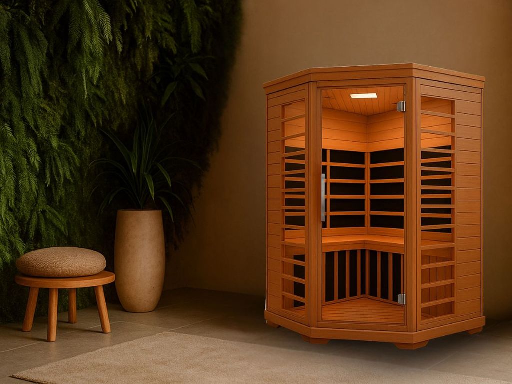 Westinghouse Corner Sauna with Chromotherapy in Hemlock - Indoor Use Only (WES43-2100)