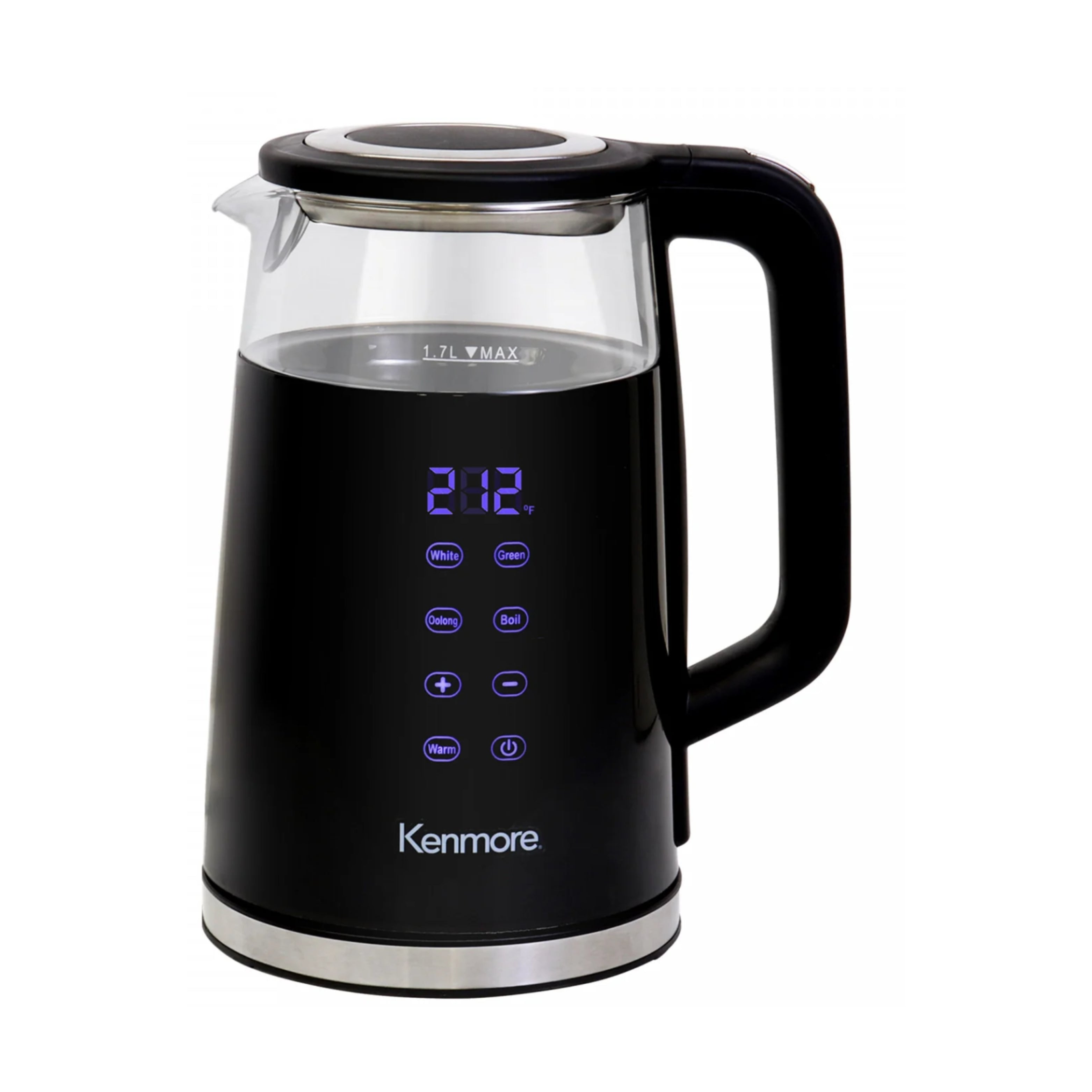 Bouilloire Kenmore de 1,7 L en verre à double paroi avec écran tactile (KKTKDB)