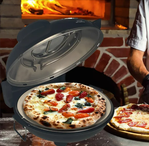 Culinary Chef 12-inch Electric Pizza Oven with Adjustable Temperature Control and Removable Pizza Stone
