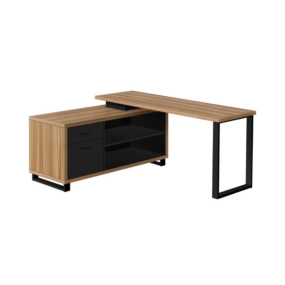 Bureau exécutif 72"L de Monarch en bois pâle et noir (I7712)