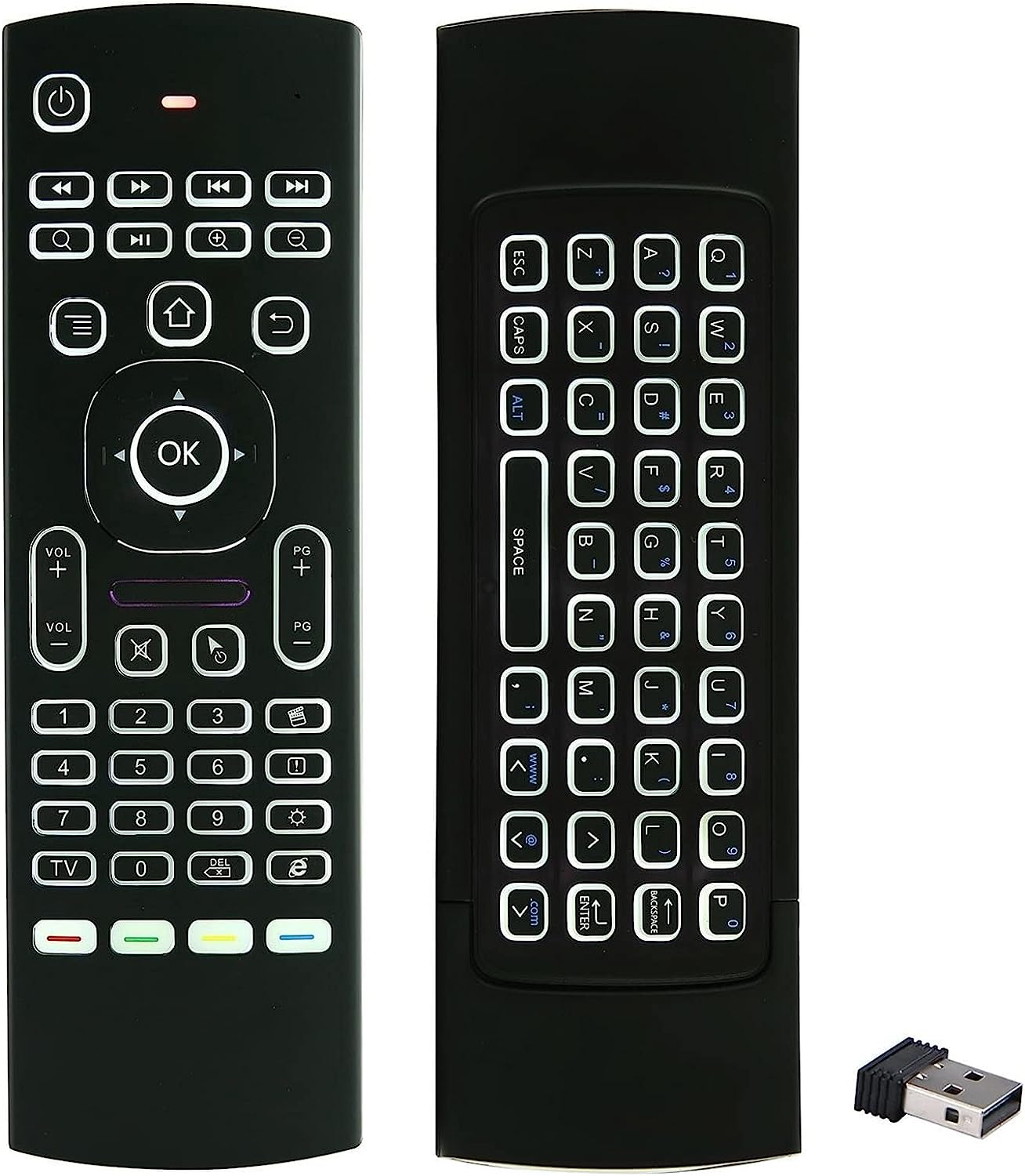 Télécommande Air Mouse 2,4 G rétroéclairée, clavier sans fil - Téléviseur, PC, Windows, Mac OS, Linux
