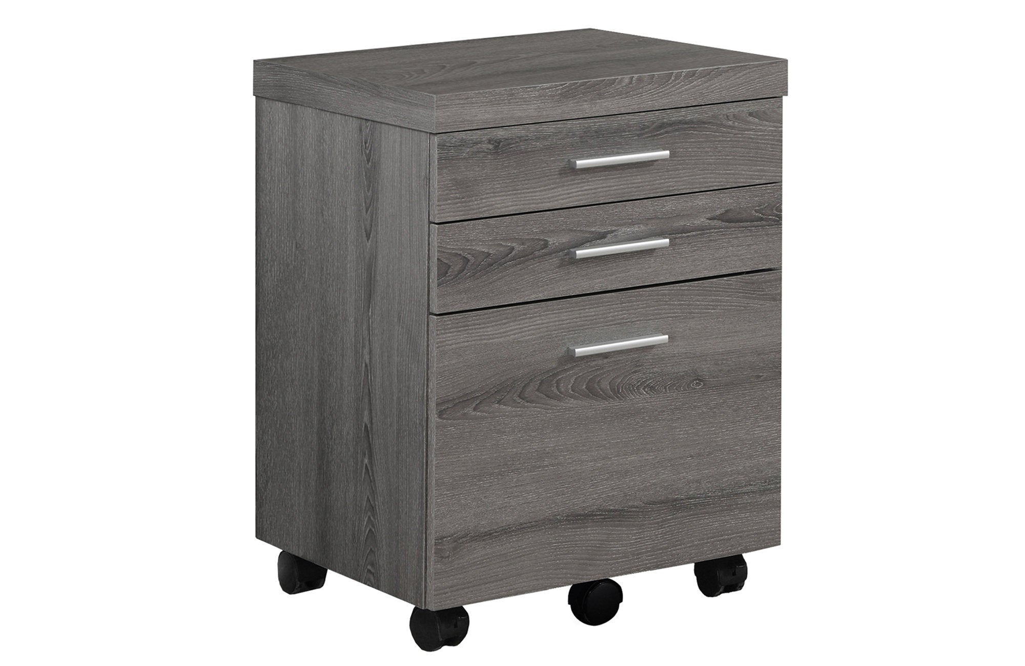 Dark Taupe 3-Drawer Filing Cabinet on Casters - Monarch (I7782)
